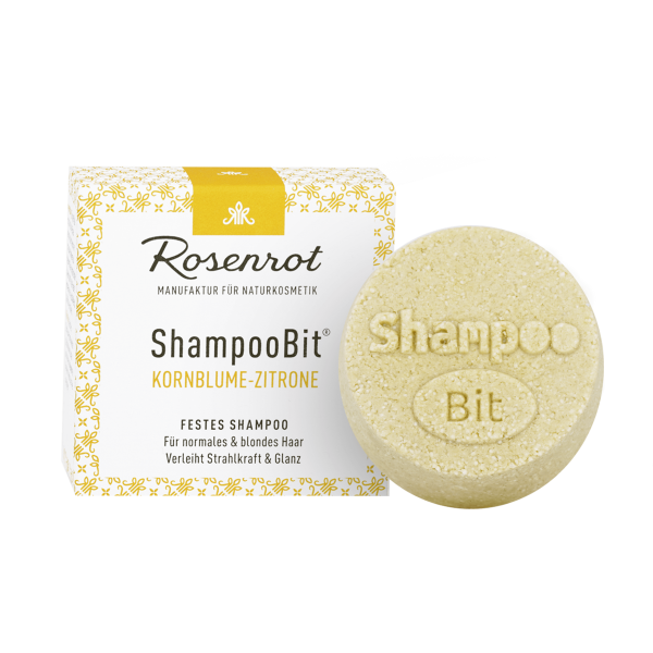 Rosenrot ShampooBit - festes Shampoo Kornblume-Zitrone 55 g (in Schachtel)