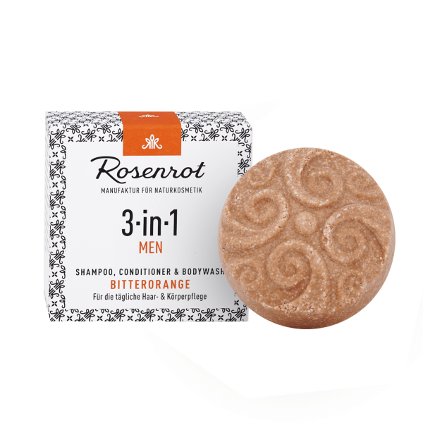 Rosenrot ShampooBit - festes Shampoo Men 3-in-1 Bitterorange 55 g (in Schachtel)