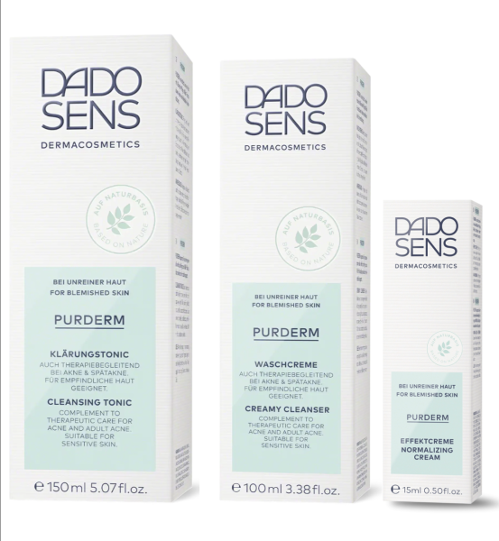 DADO SENS PURDERM 3in1 Set WASCHCREME 100ml + KLÄRUNGSTONIC 150ml + EFFEKTCREME 15ml