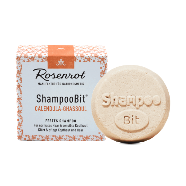 Rosenrot ShampooBit - festes Shampoo Calendula-Ghassoul 55 g (in Schachtel)